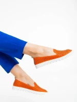 Espadrile dama portocalii din piele ecologica Luisa