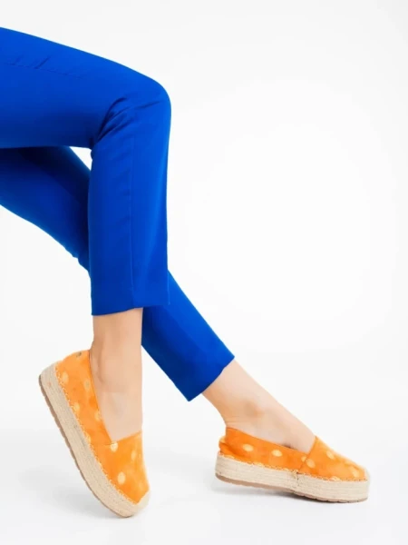 Espadrile dama portocalii din material textil Oana