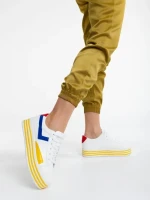 Pantofi sport dama albi cu galben din piele ecologica Gratiela