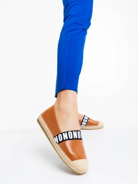 Espadrile dama camel din piele ecologica Rodica