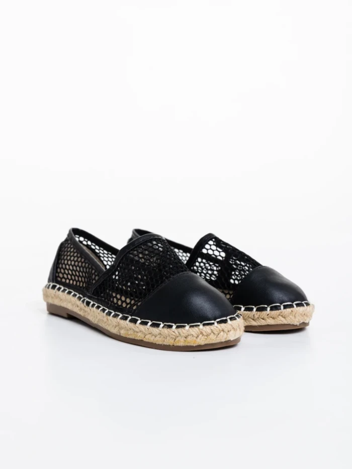 Espadrile copii negre din piele ecologica si material textil Guapissima
