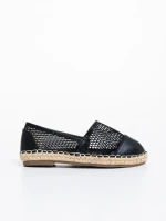 Espadrile copii negre din piele ecologica si material textil Guapissima