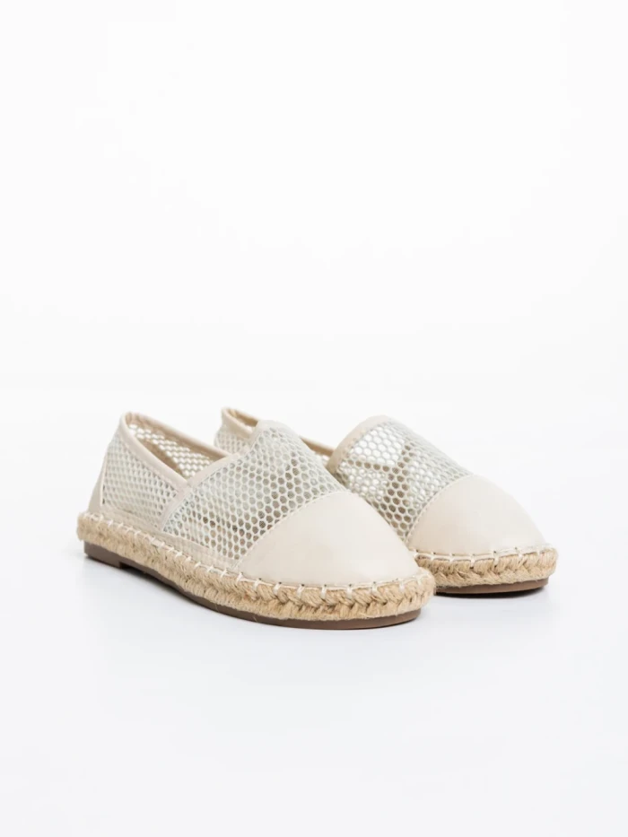Espadrile copii bej din piele ecologica si material textil Guapissima