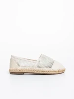 Espadrile copii bej din piele ecologica si material textil Guapissima