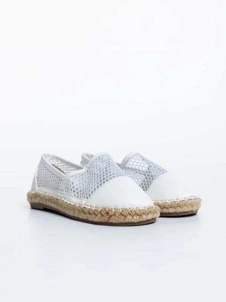 Espadrile copii albe din piele ecologica si material textil Guapissima