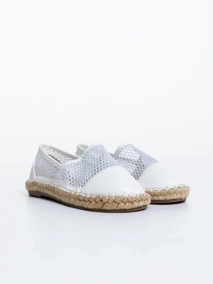 Espadrile copii albe din piele ecologica si material textil Guapissima
