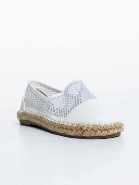 Espadrile copii albe din piele ecologica si material textil Guapissima