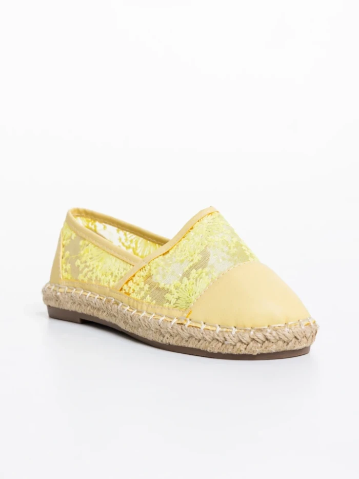 Espadrile copii galbene din piele ecologica si material textil Erma