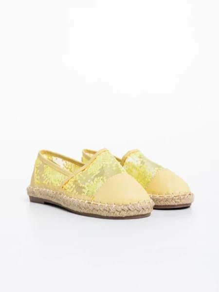 Espadrile copii galbene din piele ecologica si material textil Erma