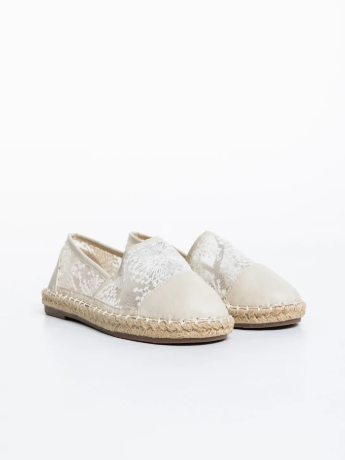 Espadrile copii bej din piele ecologica si material textil Erma