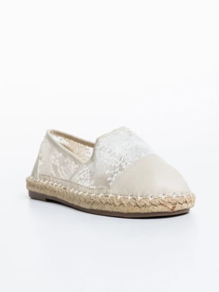 Espadrile copii bej din piele ecologica si material textil Erma