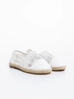 Espadrile copii albe din piele ecologica si material textil Erma