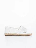 Espadrile copii albe din piele ecologica si material textil Erma
