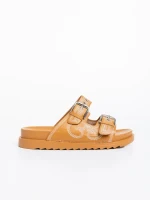 Papuci dama camel din piele ecologica Eiko