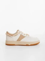 Pantofi sport dama bej inchis din piele ecologica Petty