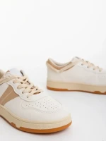 Pantofi sport dama bej inchis din piele ecologica Petty
