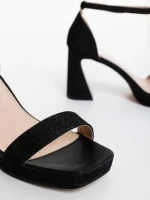 Sandale dama negre din material textil Islara