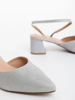 Sandale dama argintii din material textil Zarva