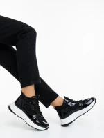 Pantofi sport dama negri din material textil si material sintetic Varava
