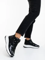 Pantofi sport dama negri din material textil si material sintetic Varava