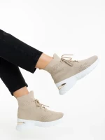 Pantofi sport dama bej din material textil Mariposa