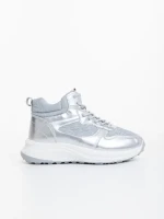Pantofi sport dama argintii din material textil si material sintetic Varava