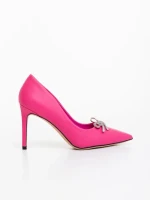Pantofi dama cu toc fucsia din piele ecologica Xenora