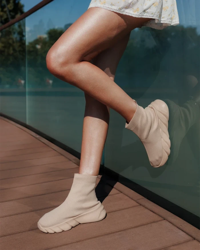 Pantofi sport dama bej din material textil Razara