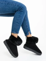 Cizme dama negre din material textil Ezera