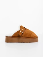 Papuci dama camel din material textil Sorella