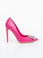 Pantofi dama cu toc fucsia din piele ecologica Danzia