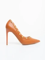 Pantofi dama cu toc camel din piele ecologica Denzia