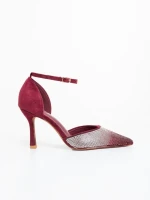 Pantofi dama cu toc grena din material textil Sozara