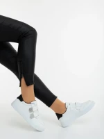 Pantofi sport dama albi cu negru din piele ecologica Mikana
