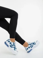 Pantofi sport dama albi cu albastru din piele ecologica si material textil Sindria