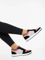 Pantofi sport dama roz cu negru din piele ecologica Kinza