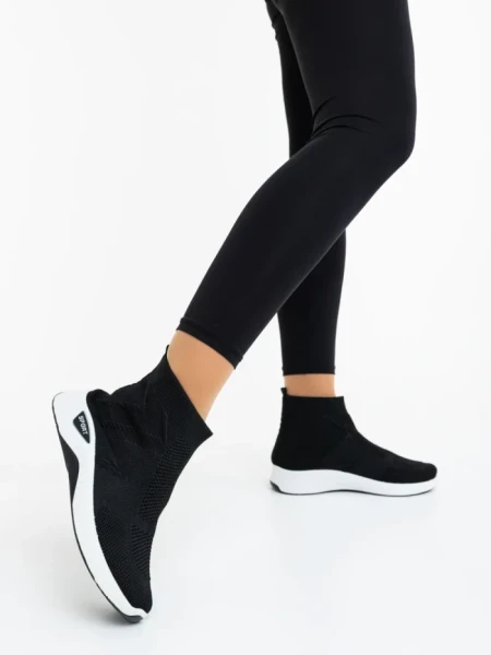 Pantofi sport dama negri cu alb din material textil Iselia