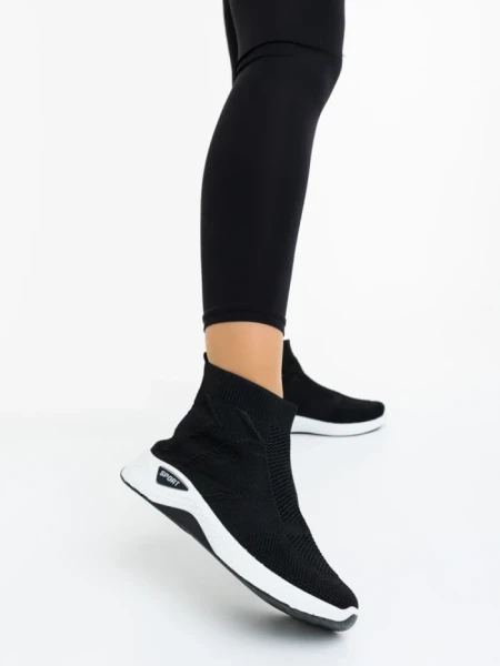 Pantofi sport dama negri cu alb din material textil Iselia