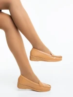Mocasini dama camel din piele ecologica Belora