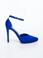 Pantofi dama cu toc albastri din material textil Vaiana