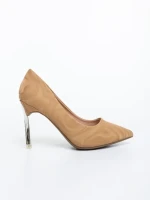 Pantofi dama cu toc camel din material textil Zuria