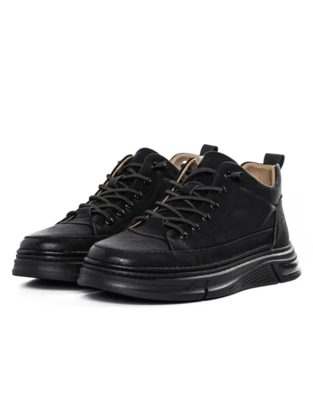 Ghete Barbati din piele naturala E90001 BLACK | ADVANCER