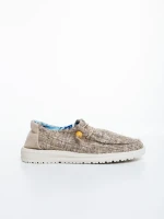 Pantofi casual dama bej inchis din material textil Manara