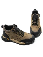 Ghete Barbati din piele naturala E90003 KHAKI | ADVANCER