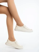 Pantofi casual dama bej din material textil Mirada