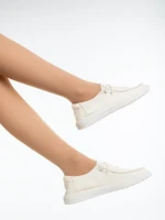 Pantofi casual dama bej din material textil Mirada
