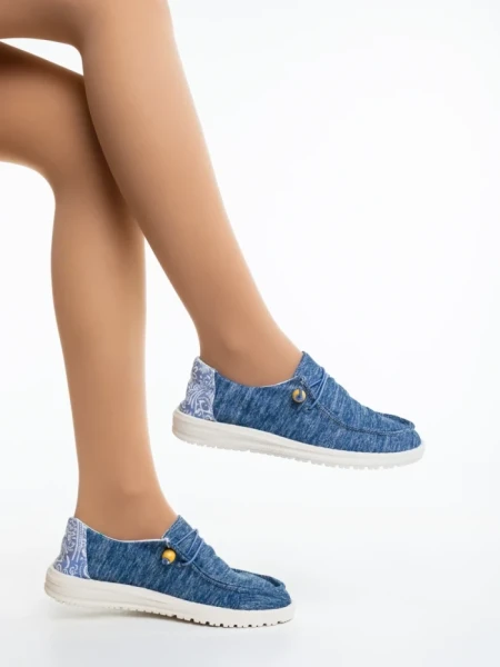 Pantofi casual dama albastri din material textil Midona