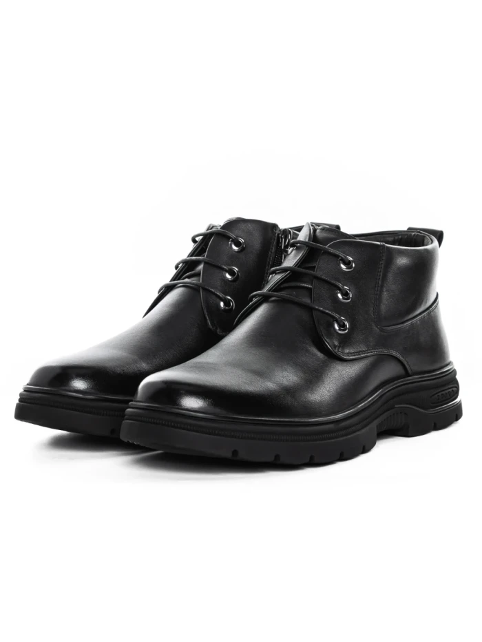 Ghete Barbati din piele naturala 8156R-D BLACK | ADVANCER