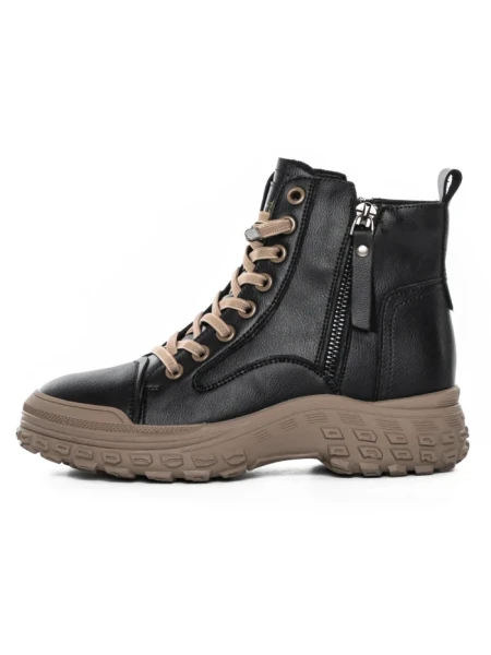Ghete Dama din piele naturala 1292 BLACK-KHAKI | ADVANCER