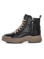 Ghete Dama din piele naturala 1292 BLACK-KHAKI | ADVANCER
